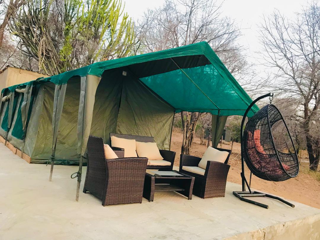 Luxury safari tent interior view